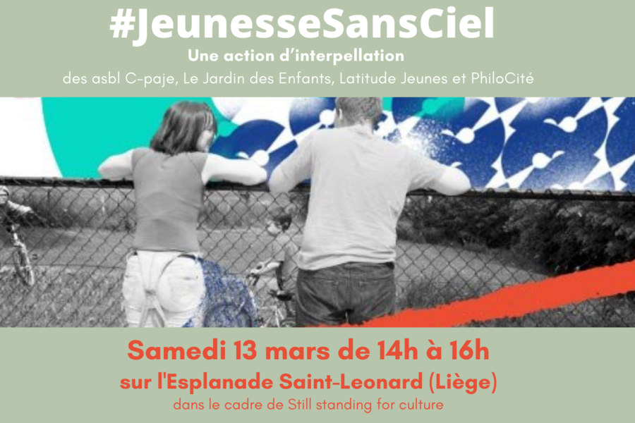 JeunesseSansCiel - Action d'interpellation le 13 mars à Liège